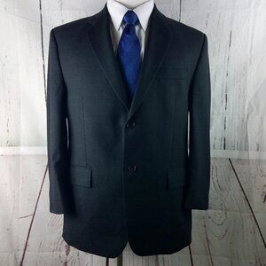 Calvin Klein 42S Wool 2 Button Charcoal Plaid Suit Blazer Jacket